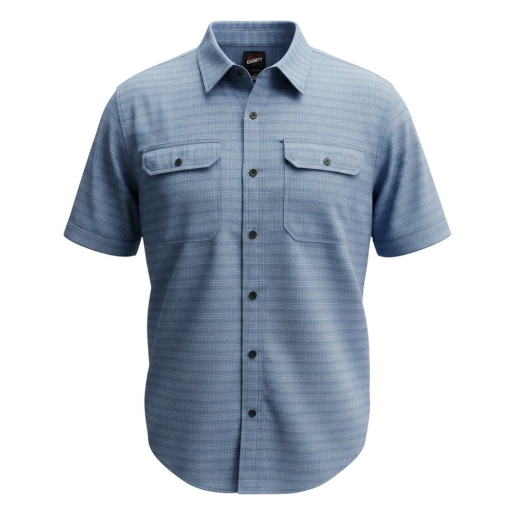 Gerry Button Down Shirt Mens XL Blue Grid Short Sleeve Hiking Outdoor Utility